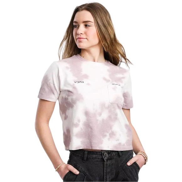 RVCA Tops - RVCA Small Crest Pocket Short Sleeve T-Shirt Pink Tie Dye Size Medium / 10 NWT